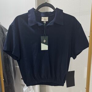 Tuckernuck Navy blue polo. Cropped and elastic waist size XS. NWT